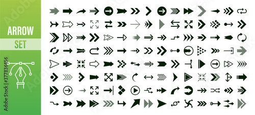 Arrows big black set icons. Arrow icon. Arrows for web design, mobile apps, interface and more. Vector stock illustration.