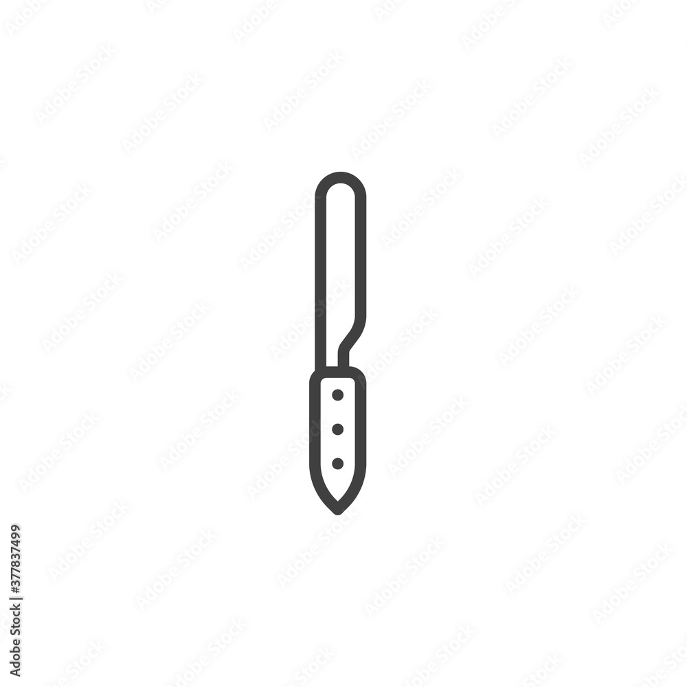 Butter knife line icon. linear style sign for mobile concept and web design. Kitchen knife outline vector icon. Symbol, logo illustration. Vector graphics Butter knife line icon. linear style sign for mobile concept and web design. Kitchen knife outline vector icon. Symbol, logo illustration. Vector graphics