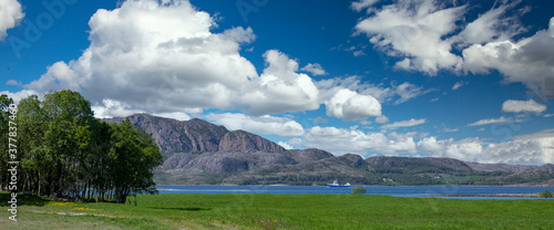 White clouds over the mountain in Northern Norway