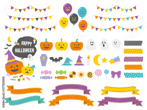 ハロウィンの装飾イラストセット
