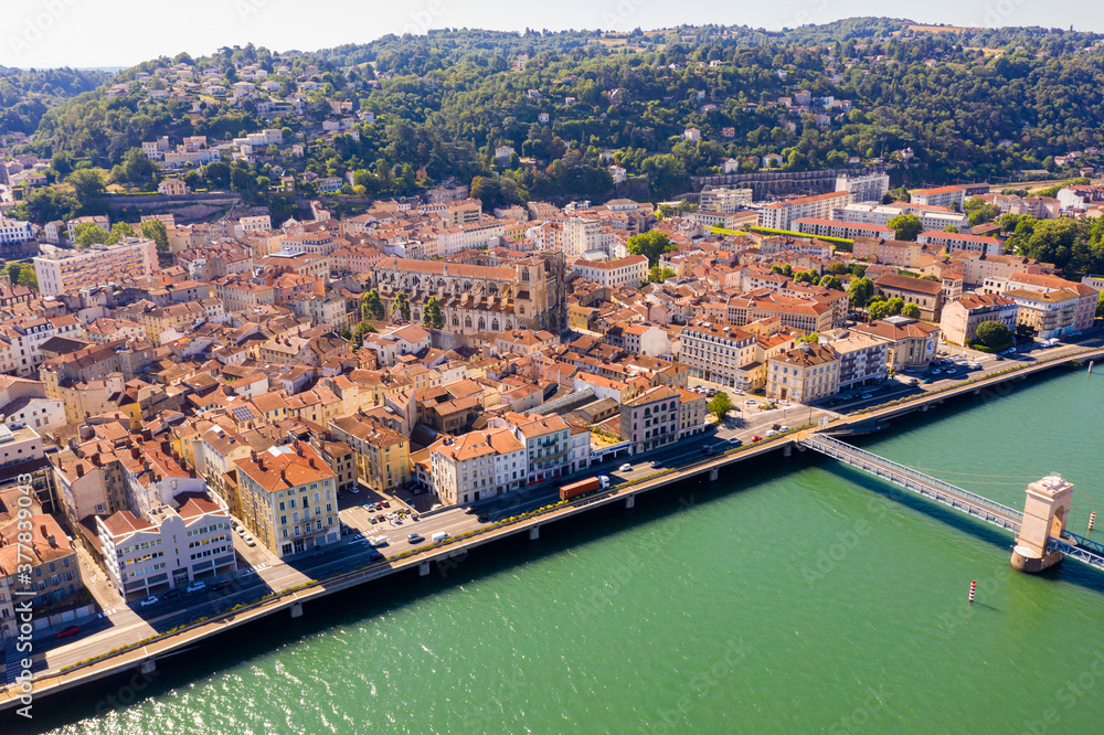 Top view of the houses city Vienne. Rhone region. France