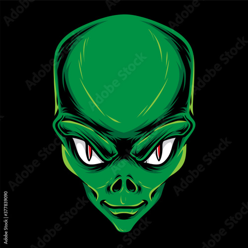 green alien head vector logo