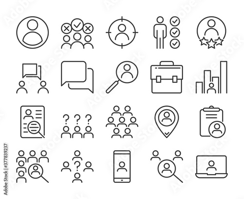 Recruitment icon. Recruiting New Staff line icons set. Editable stroke.