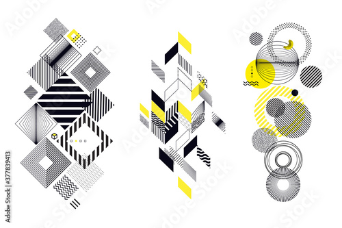 Set of modern abstract elements for graphic and web design. Vector illustration concepts for social media banners and post, business presentation and report templates, marketing material, print design