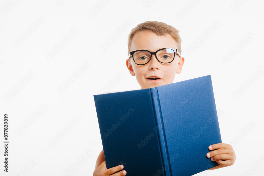 child reads a book against a bright wall child reads a book against a bright wall