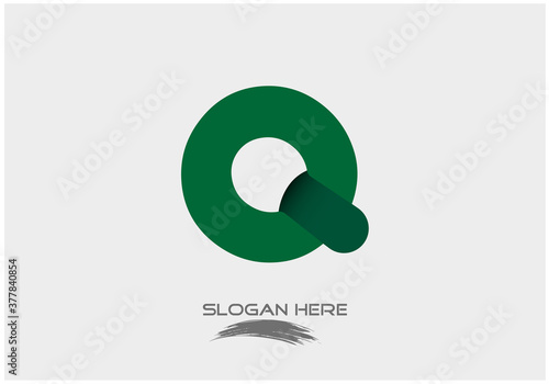 vector illustration of gradient green color creative 3d alphabet capital letter Q logo design