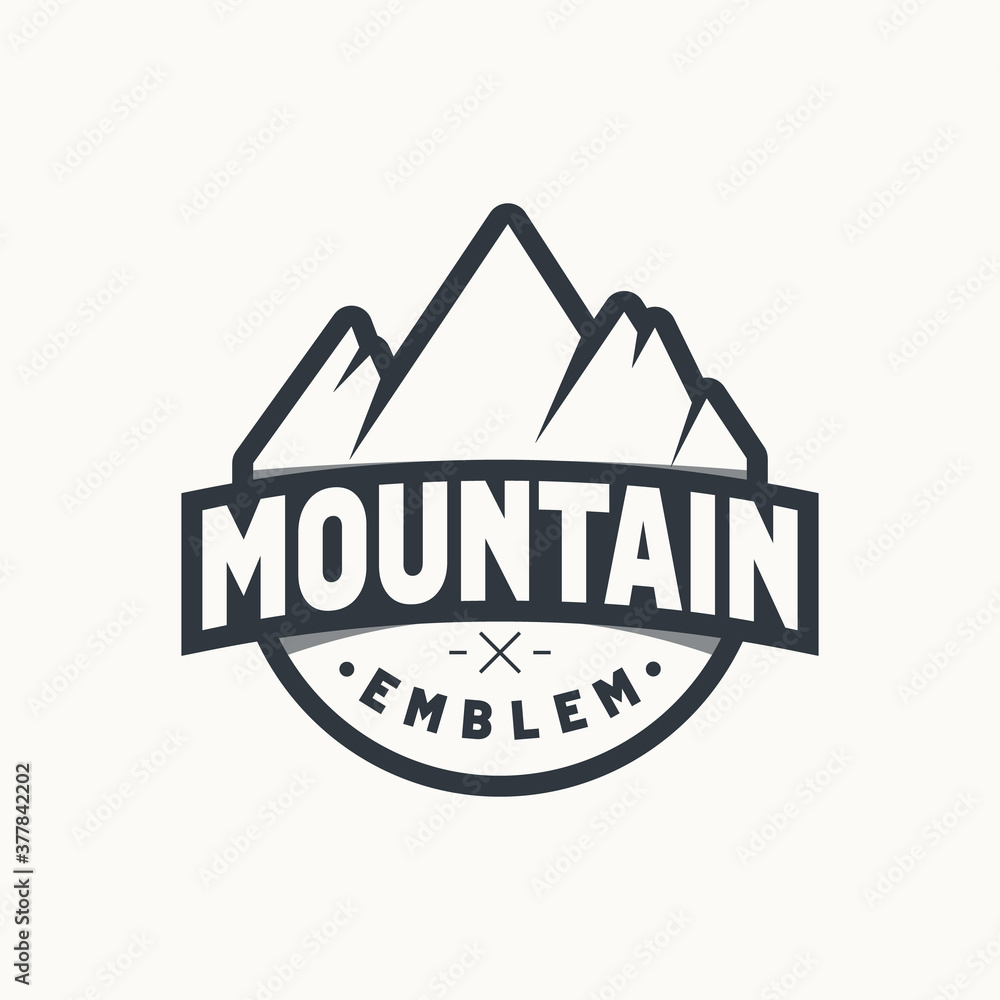 mountain emblem logo black white