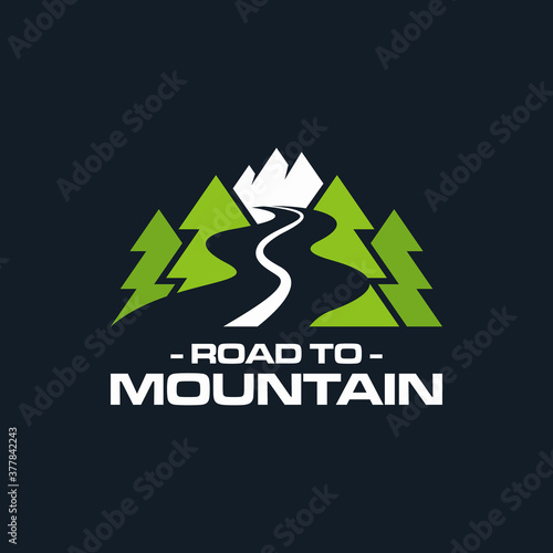 road to mountain logo illustration emblem photo