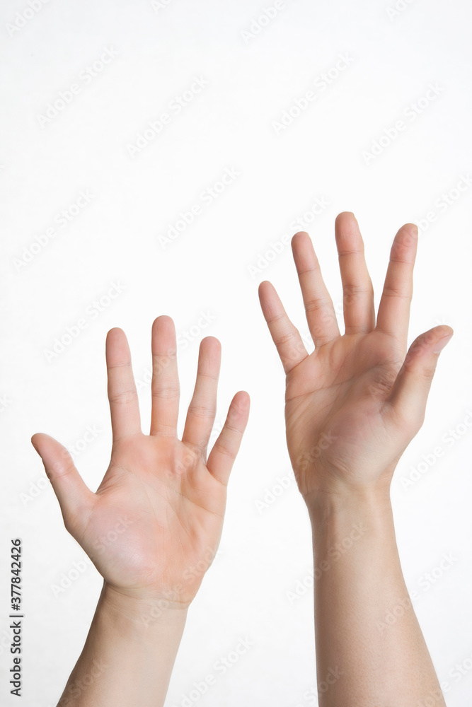 man's open hands on white background man's open hands on white background