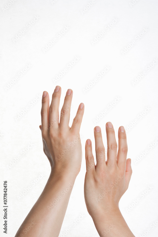 man's open hands on white background man's open hands on white background