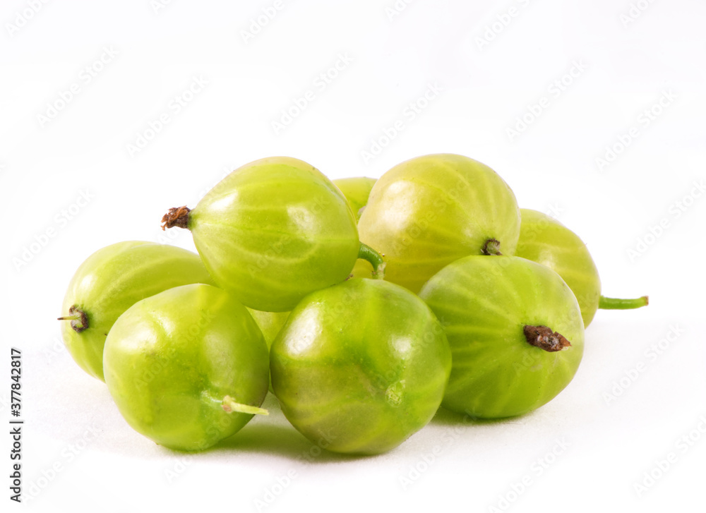 Bunch of gooseberries on white background Bunch of gooseberries on white background