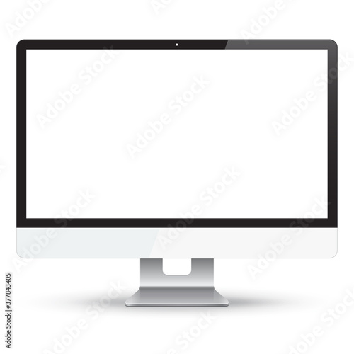 Vector modern computer monitor display with blank screen isolated on white background
