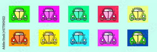 set of cartoon icon design template with various models. vector illustration
