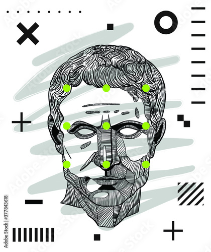 Julius Caesar. Modern geometric style with dots. Vector illustration hand drawn.