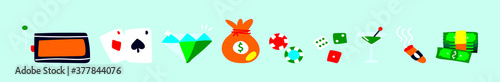 set of gambling cartoon icon design template with various models. vector illustration