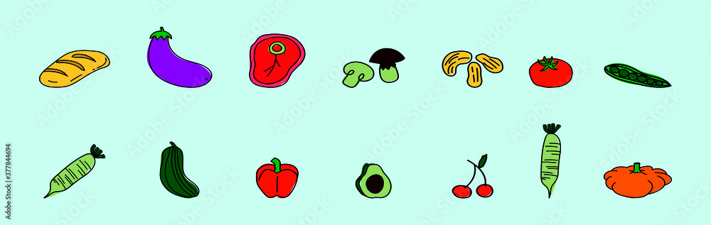 set of healthy food for keto diet cartoon icon design template with various models. vector illustration