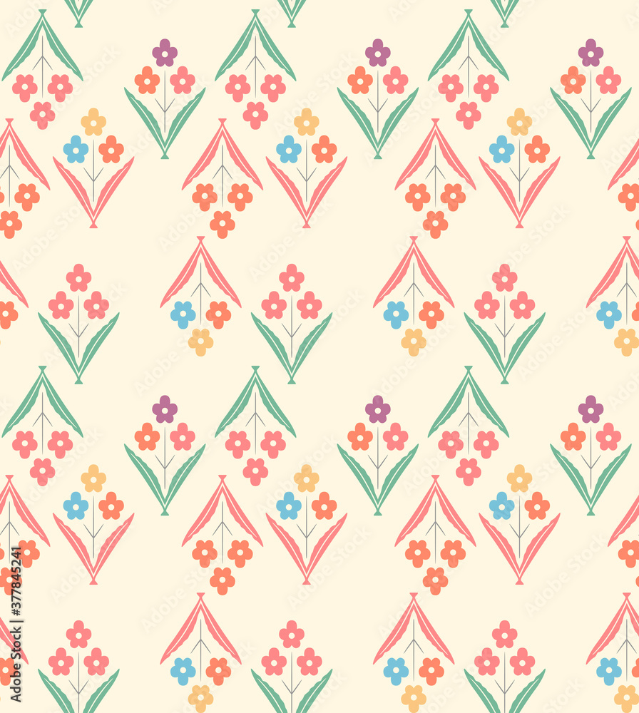 Japanese Flower Bouquet Vector Seamless Pattern Japanese Flower Bouquet Vector Seamless Pattern