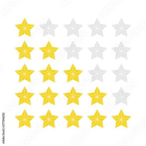 Yellow star for ranking.Vector 5 stars rating review. 