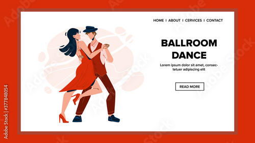Man And Woman Dancing In Ballroom Dance Vector