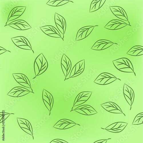 seamless pattern with leaves green vector background