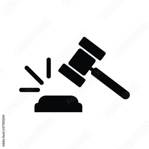 Auction hammer vector icon. Court tribunal flat icon.