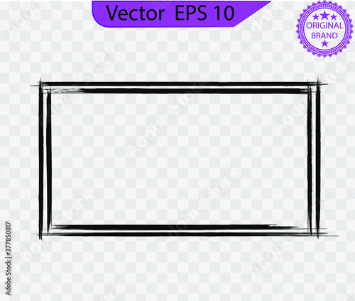 Square black hand drawn grunge frames, borders set. Set of design elements. Rectangular vector frame. Grunge ink illustration. Creative backgrounds for tags, labels, cards. Good for projects.
