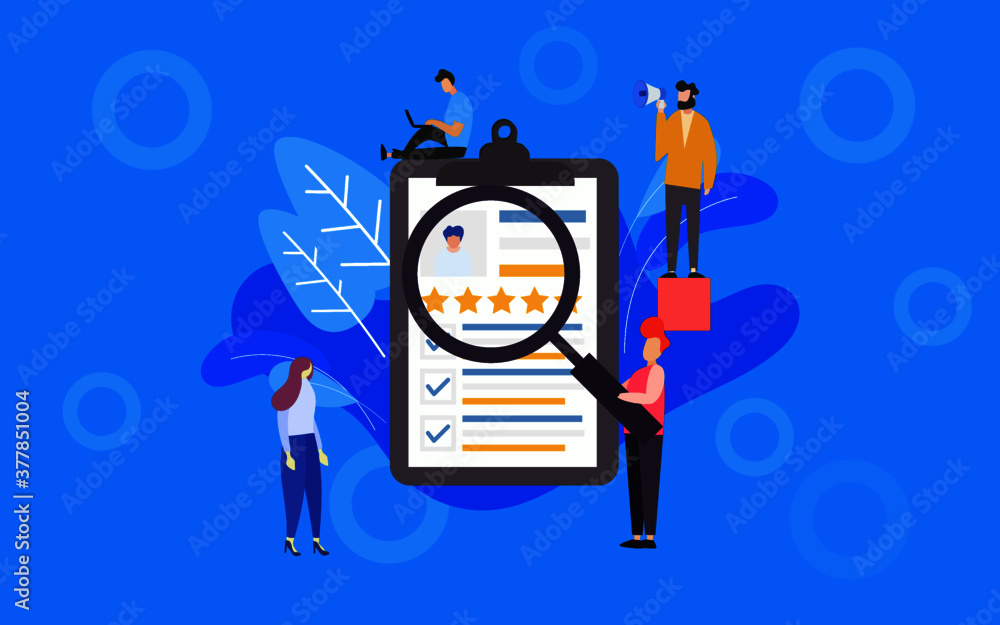 Job hiring and online recruitment concept with tiny people character ...