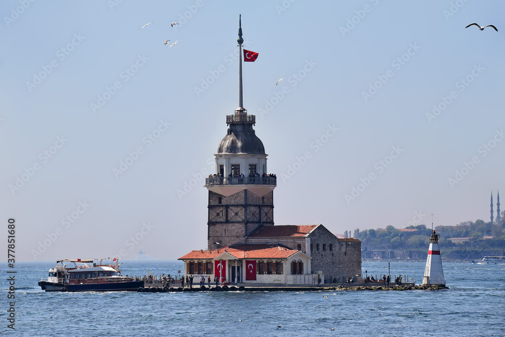 Maiden's Tower in Istanbul, Turkey. Photo taken from the ferry