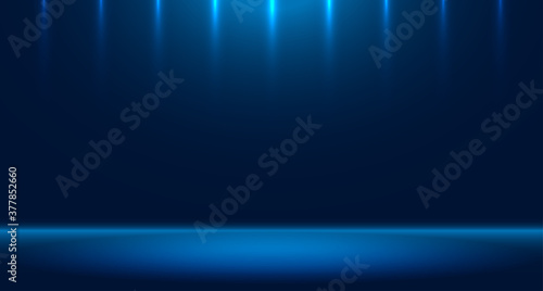 Blue empty room studio used for background and display of content design. banner for advertise product on website. Illustration design.