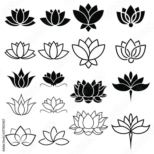 Lotus icon vector set. Harmony illustration sign collection. Buddha flower symbol.