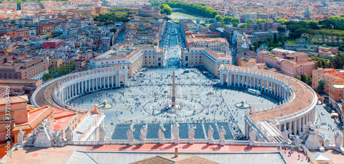 Famous Saint Peter's Square in Vatican and aerial view of the city - Rome, Italy