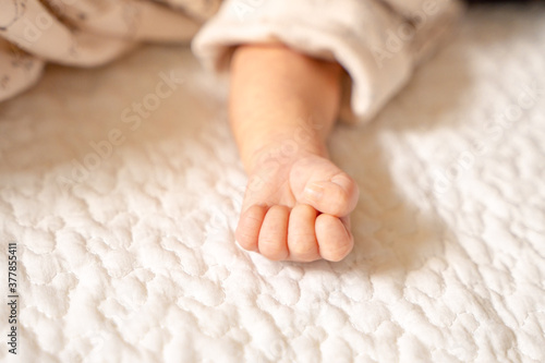 柔らかい雰囲気、かわいい赤ちゃんの手と指