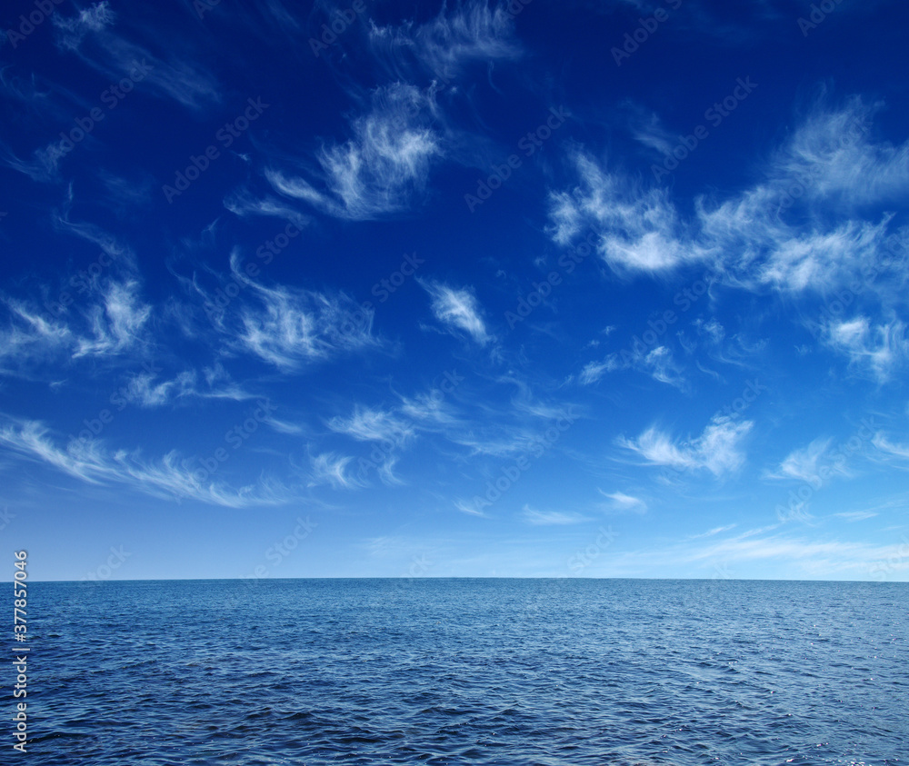 Fototapeta premium Blue sea with waves and sky