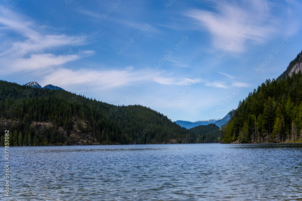Beautiful lake surrounded by mountains in British Columbia. Beautiful lake surrounded by mountains in British Columbia.