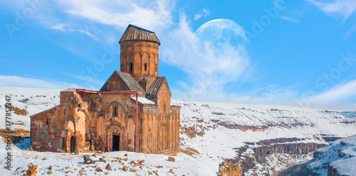 Ani Ruins, Ani is a ruined and uninhabited medieval Armenian city-site situated in the Turkish province of Kars"Elements of this image furnished by NASA "