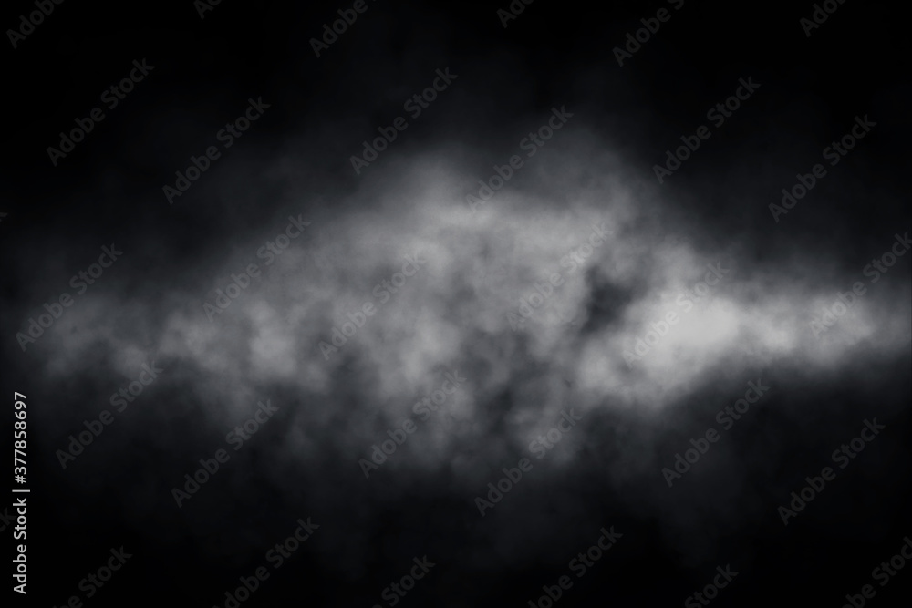 Plakat Abstract image of white spot lighting and smoke fog in black background.