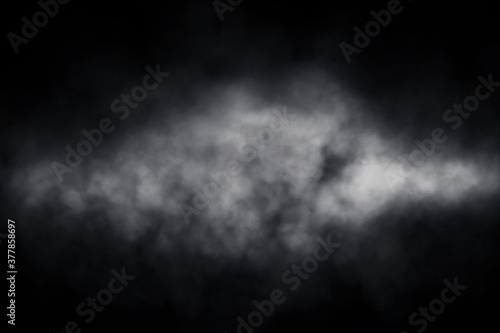 Abstract image of white spot lighting and smoke fog in black background.