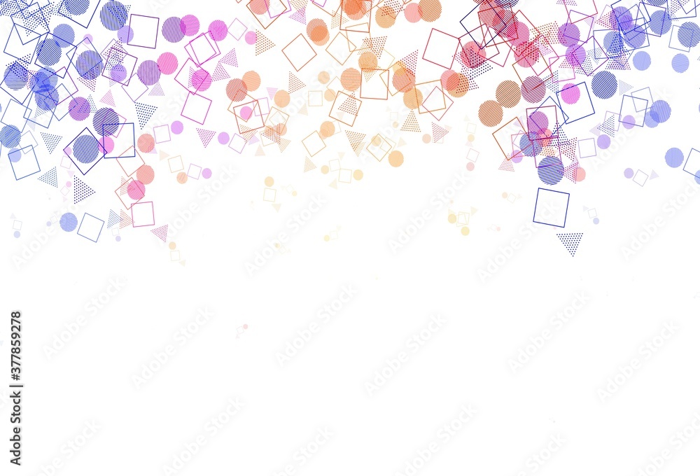 Light Purple vector template with crystals, circles, squares.