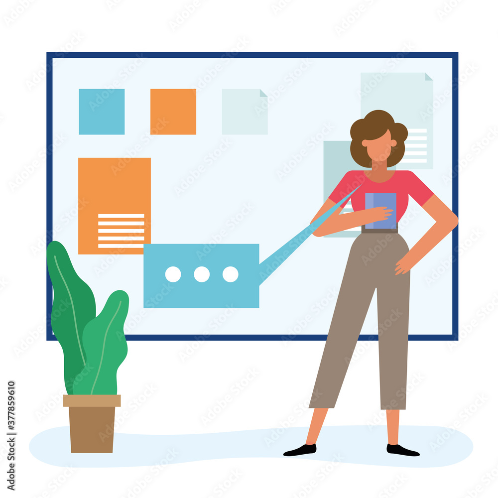woman with board in the office vector design