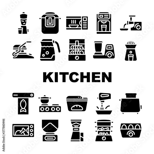 Kitchen Electronics Collection Icons Set Vector Illustrations
