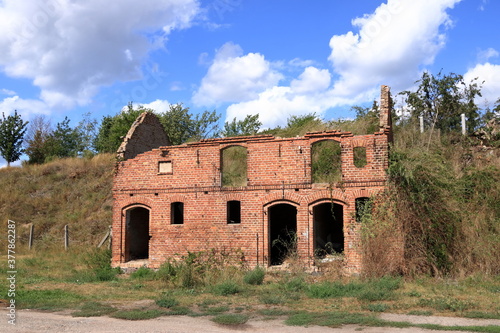 The ruins of a destroyed building
