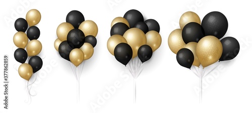 Obraz na plátne Gold black balloons