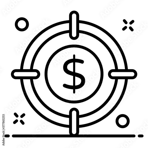 
Dollar under focus crosshair, financial target in editable style 
