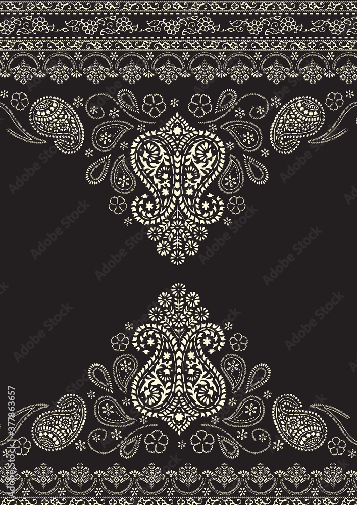 Decorative paisley border pattern design. Decorative paisley border pattern design.