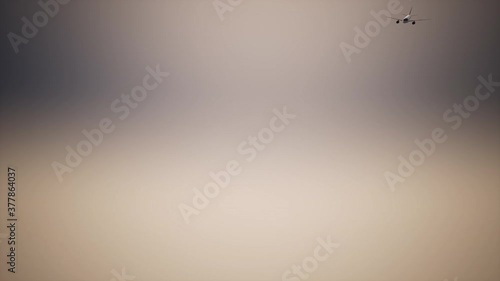 Passenger airplane flying in the blue sky