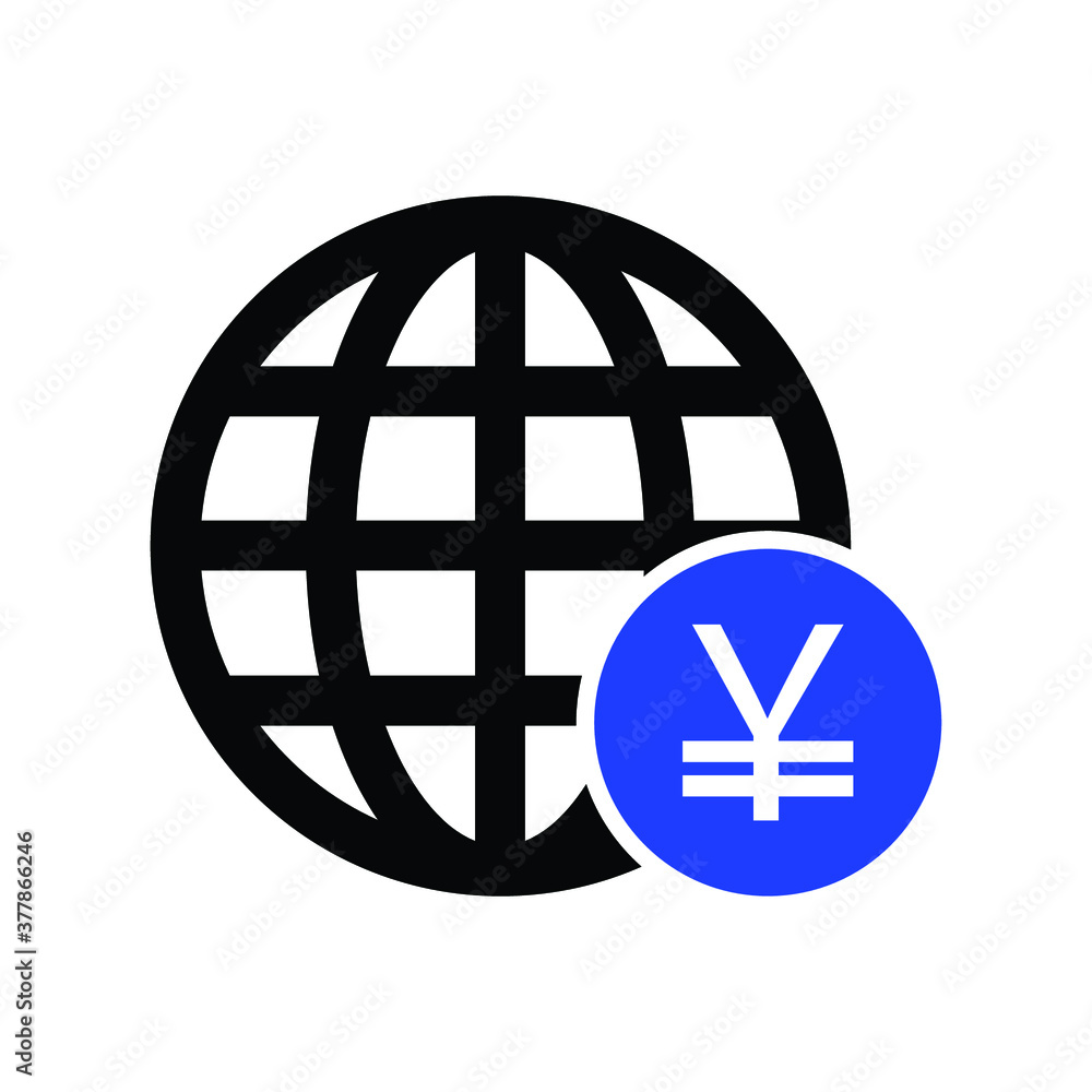 Global world yen icon element of finance icon Global world yen icon element of finance icon