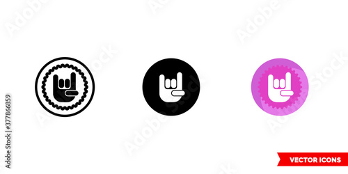 Punk music genre icon of 3 types color, black and white, outline. Isolated vector sign symbol.