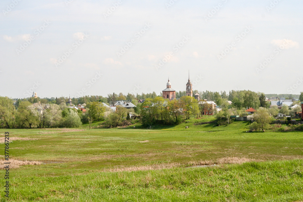 Suzdal, Vladimir Oblast/Russia- May 12th, 2012: A view on Suzdal city from the viewing point