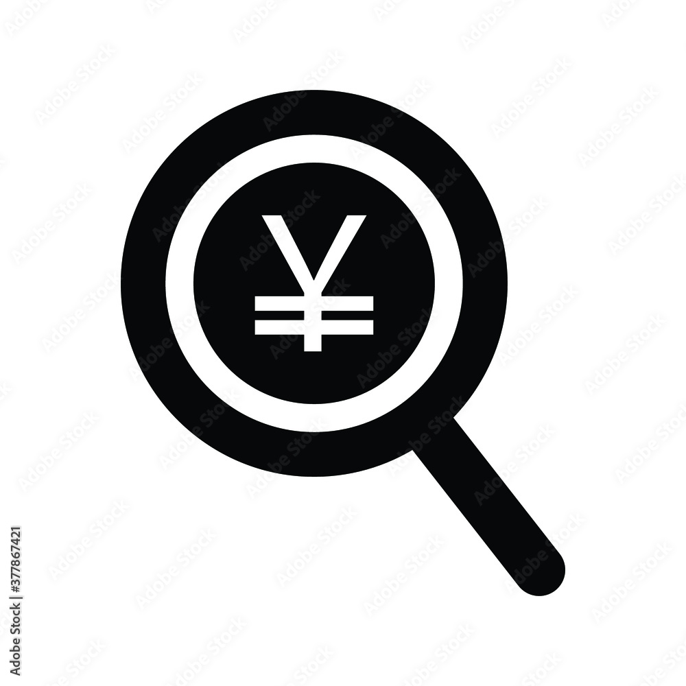 yen business search icon vector on white background, yen business yen business search icon vector on white background, yen business