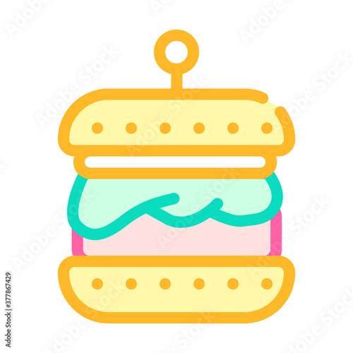 hamburger with vegan cutlet color icon vector illustration
